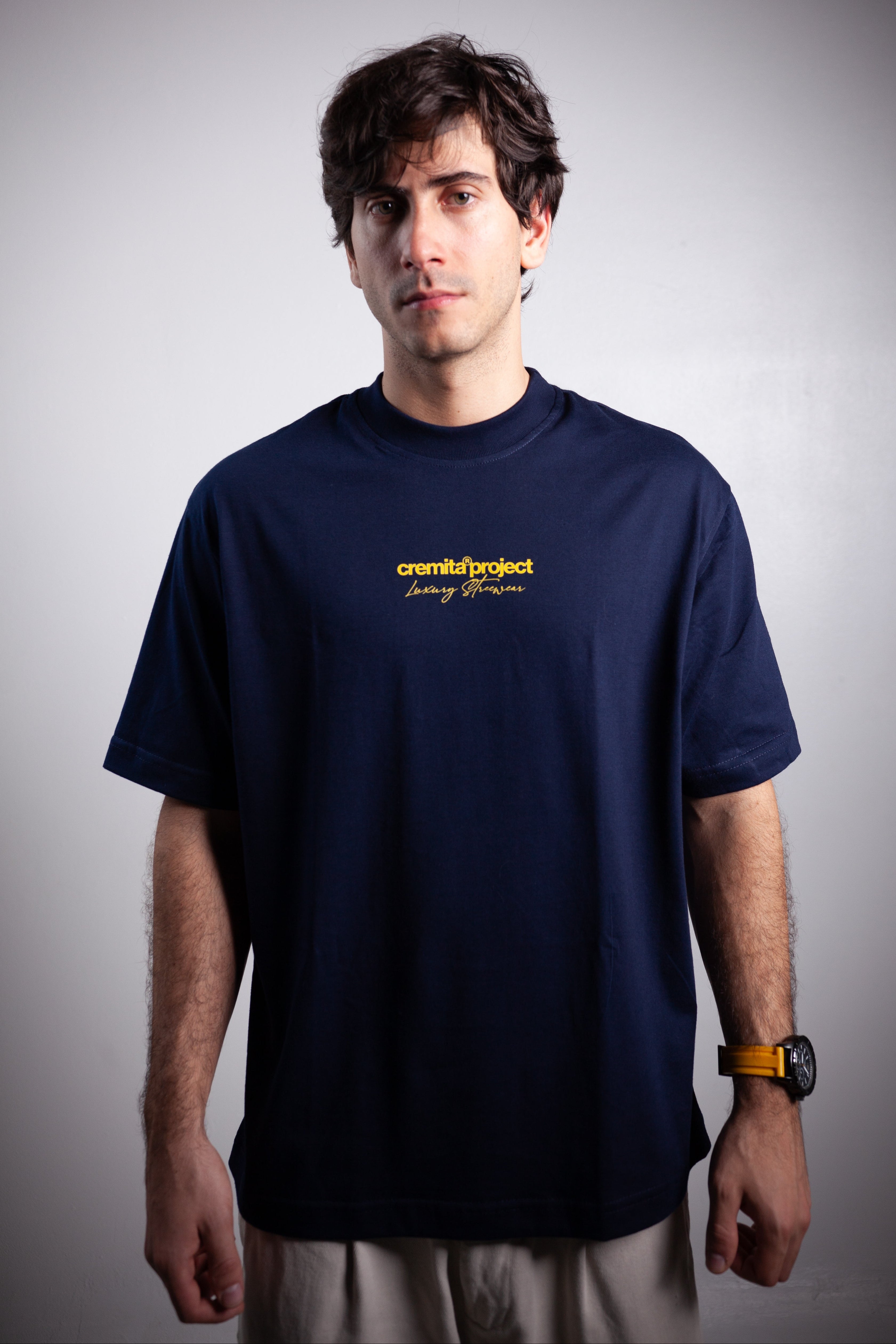 T-Shirt Oversized - Azul con Amarillo
